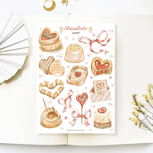 Planche d'autocollants - Amoureux du chocolat