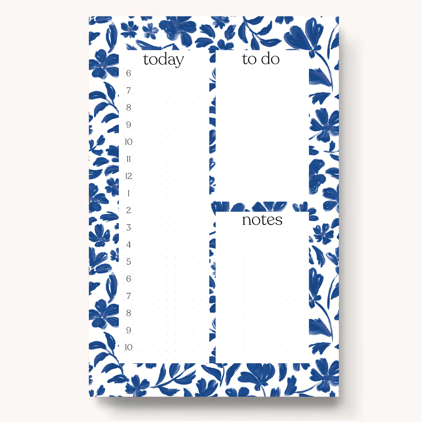 Bloc-notes quotidien - Bleu floral