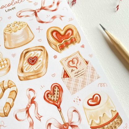 Planche d'autocollants - Amoureux du chocolat