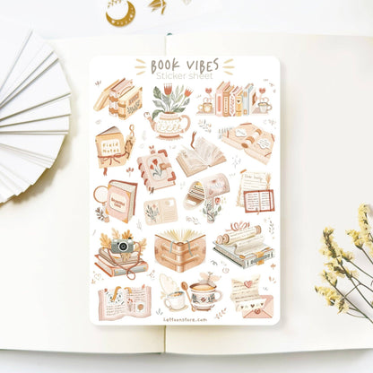 Planche d'autocollants - Book vibes