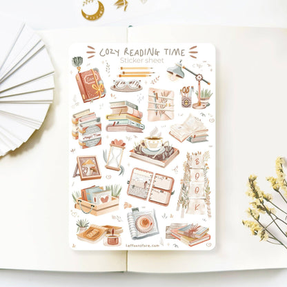 Planche d'autocollants - Cozy Reading Time
