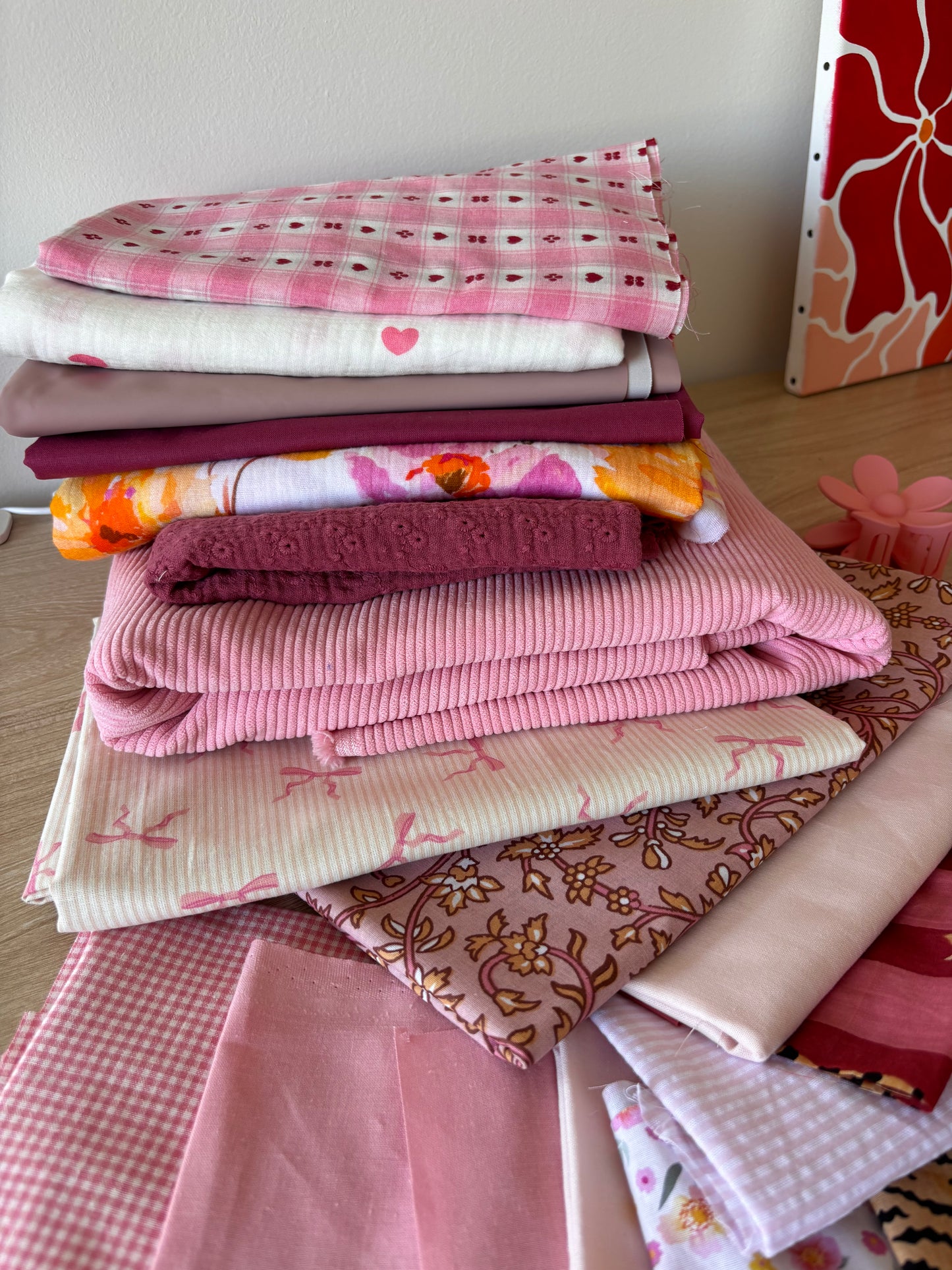 Lot de tissus - Rose