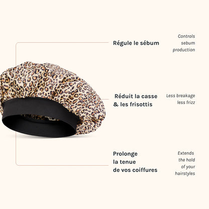 Bonnet de nuit 100% Pure Soie - Léopard