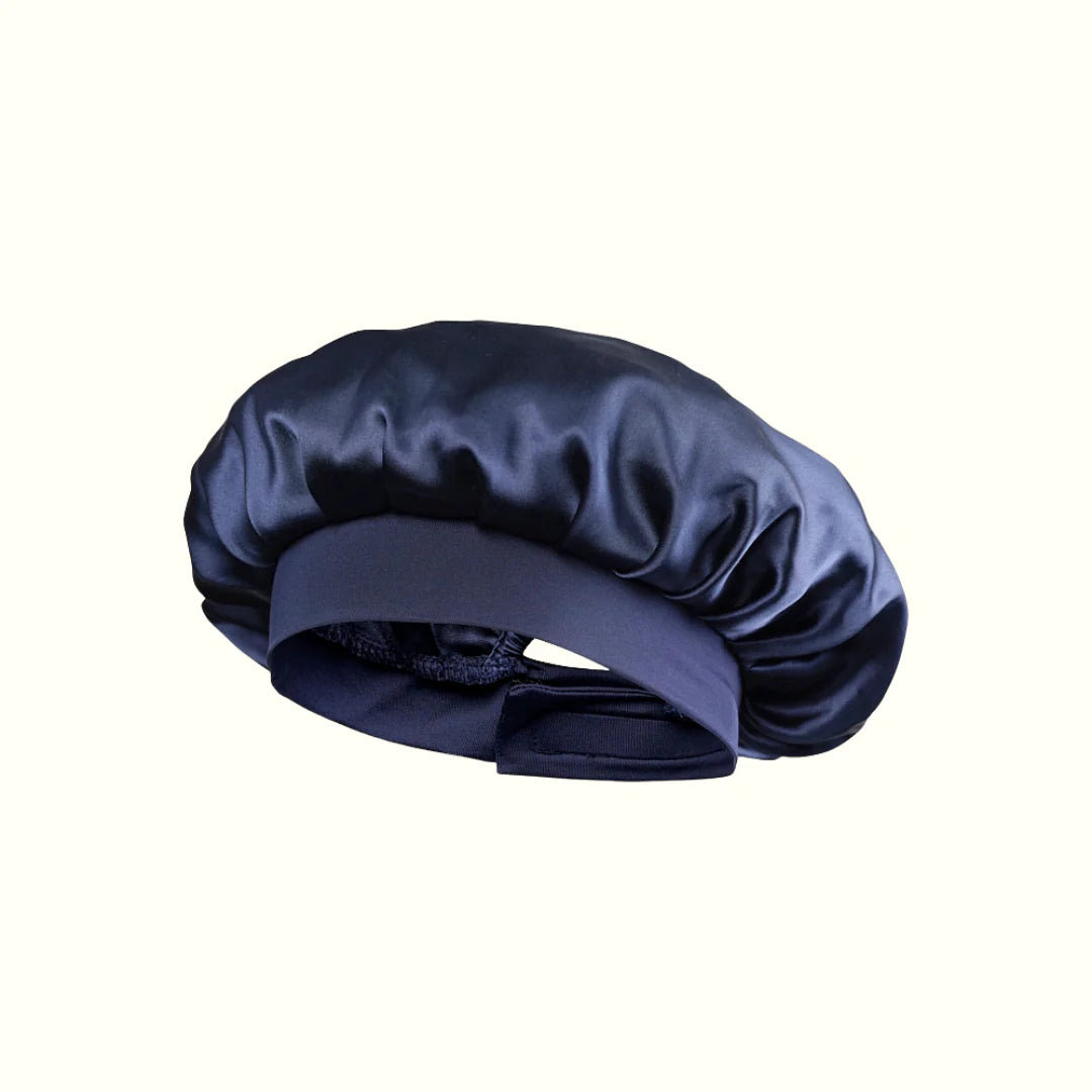 Bonnet de nuit 100% Pure Soie - Bleu nuit