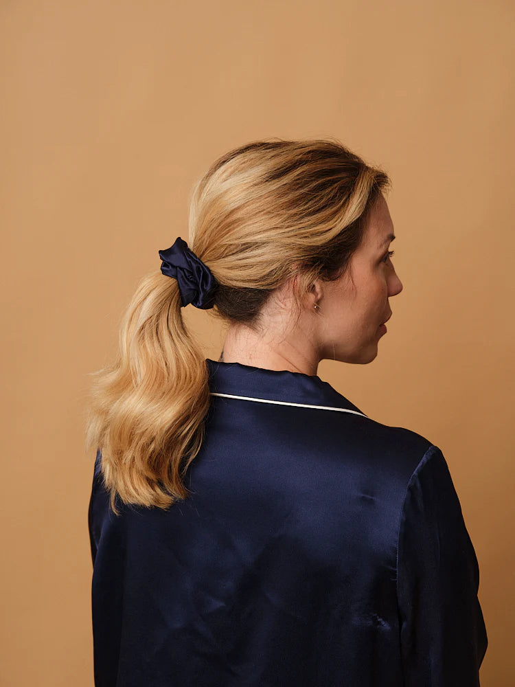 Chouchou 100% Pure Soie - Bleu nuit